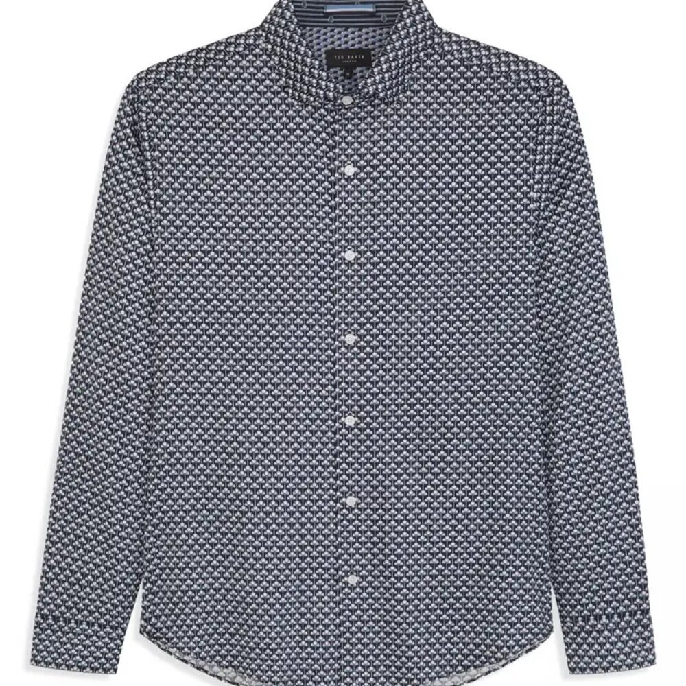 NWT Ted Baker Men's Soren Ginkgo Print Long-Sleeve Shirt XXL